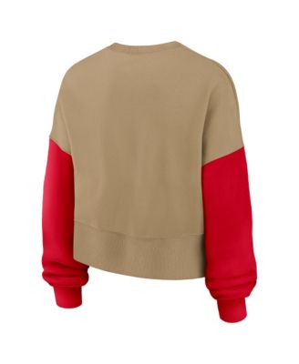 Women's Tan Kansas City Chiefs Oversized Rewind Pullover Sweatshirt