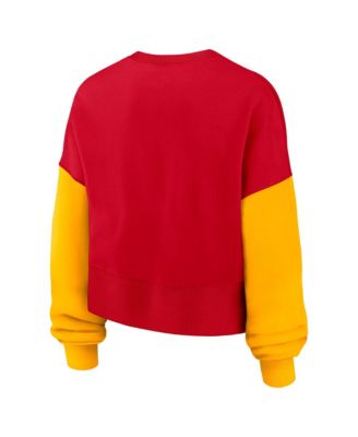 Women's Red Kansas City Chiefs Oversized Color Block Pullover Sweatshirt