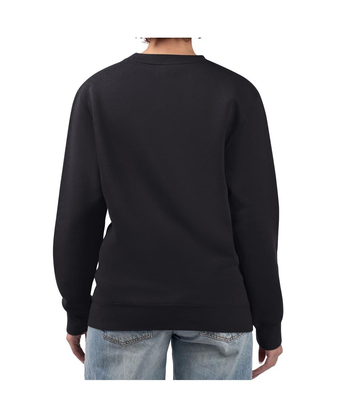 G-iii 4her By Carl Banks Women's Black Detroit Lions Filigree Logo Graphic Fleece Pullover Sweatshirt In Black
