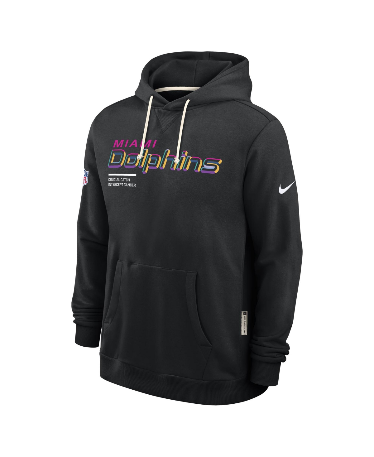 Nike Men's Black Miami Dolphins 2025 Nfl Crucial Catch Sideline Standard Issue Dri-fit Hoodie In Black
