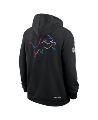Men's Black Detroit Lions Tall 2025 NFL Crucial Catch Sideline Standard Issue Dri-FIT Hoodie