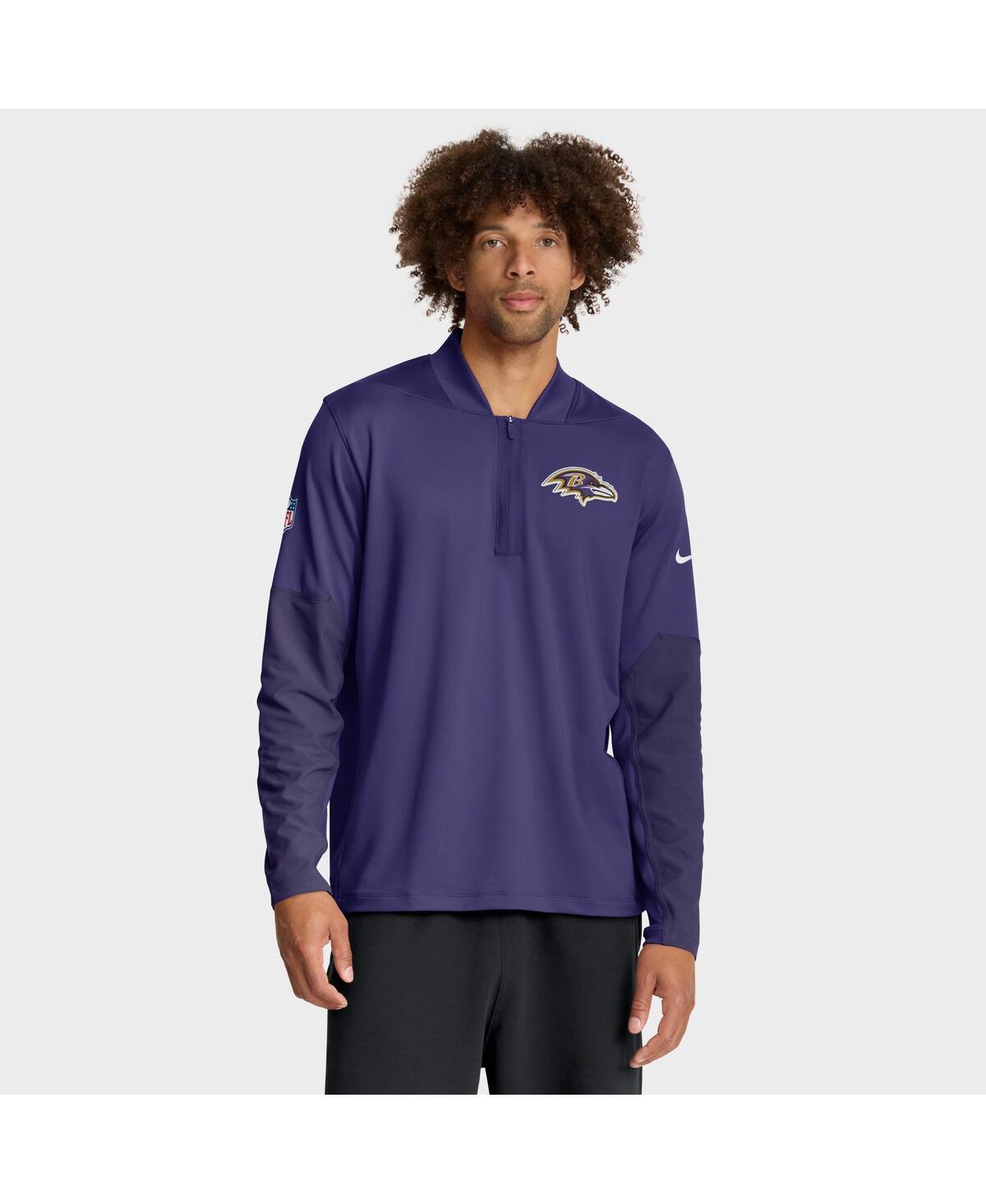 Nike Men's Purple Baltimore Ravens Sideline Dri-fit Half-zip Pullover Sweatshirt In Purple