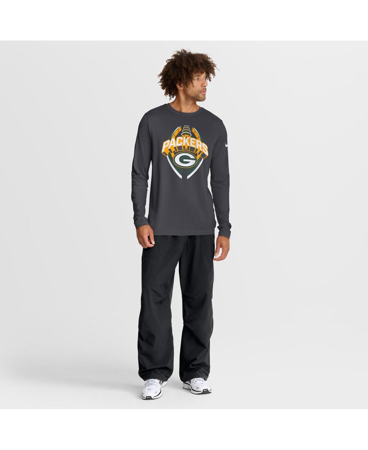 Nike Men's Anthracite Green Bay Packers Primetime Legend Icon Performance Long Sleeve T-shirt In Gray