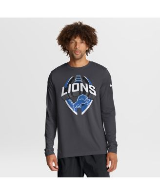 Nike - Men's Anthracite Detroit Lions Primetime Legend Icon Performance Long Sleeve T-Shirt