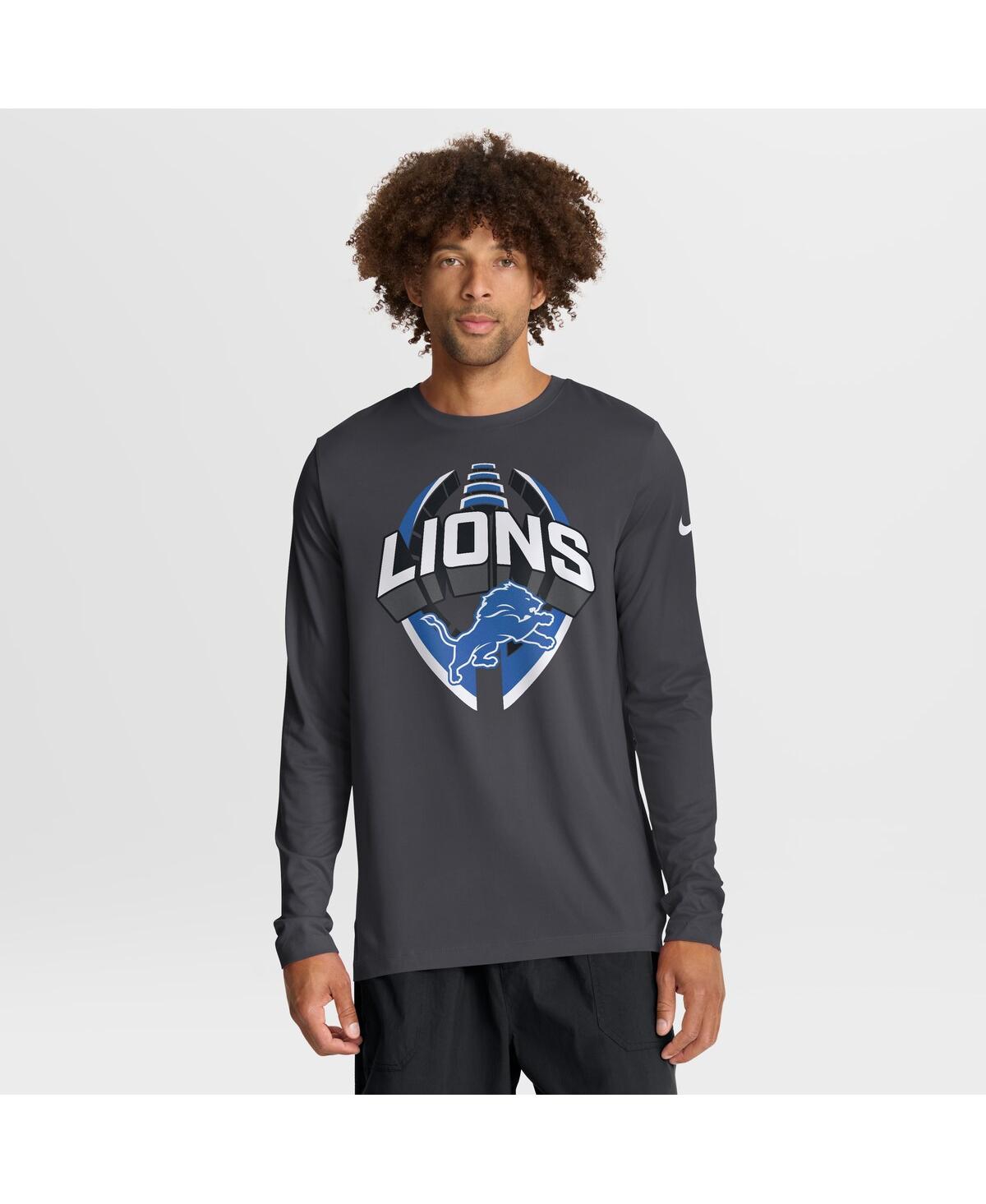 Nike Men's Anthracite Detroit Lions Primetime Legend Icon Performance Long Sleeve T-shirt In Gray