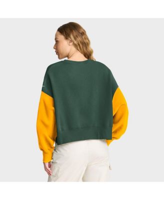 Women's Green Green Bay Packers Oversized Color Block Pullover Sweatshirt