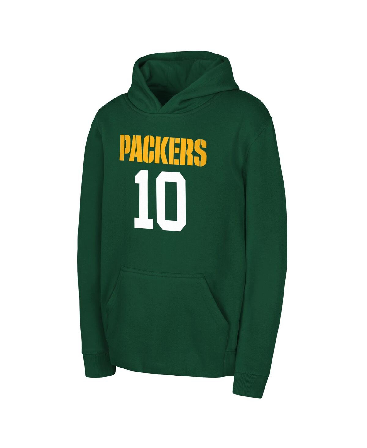 Outerstuff Big Boys And Girls Jordan Love Green Green Bay Packers Mainliner Player Name Number Hoodie In Green