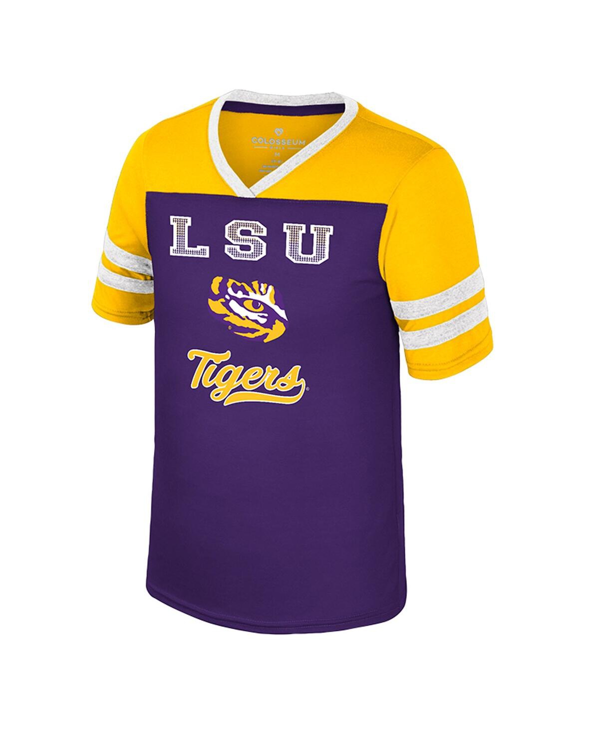 Colosseum Big Girls Purple Lsu Tigers Princess Bubblegum Bling T-shirt In Multi