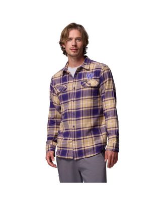 Columbia - Men's Purple Washington Huskies Flare Gun Omni-Wick Flannel Long Sleeve Button-Up Shirt
