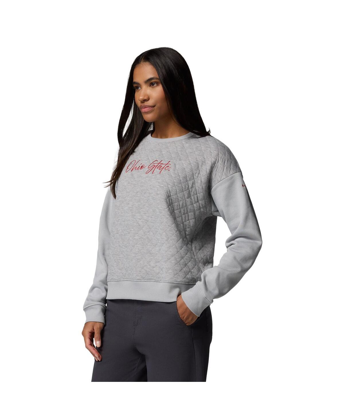 Columbia Women's Gray Ohio State Buckeyes Collegiate Hart Mountain Quilted Sweatshirt In Gray