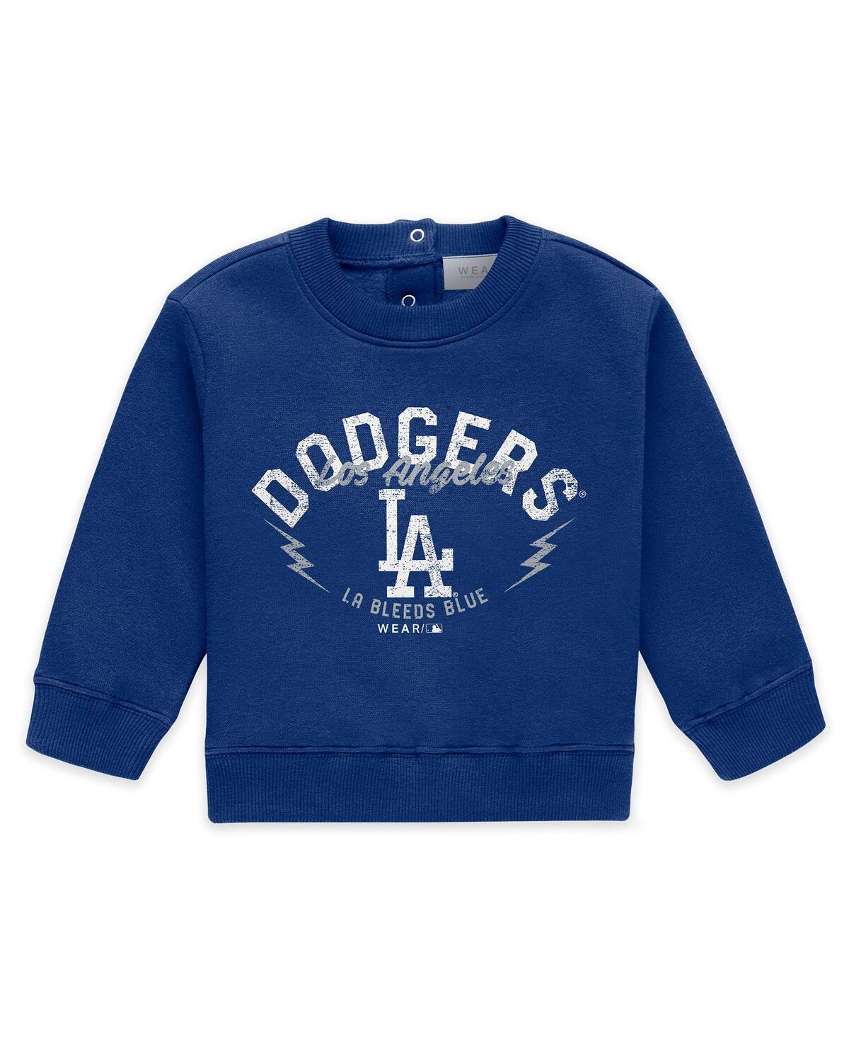 Wear By Erin Andrews Newborn 2-piece Royal Los Angeles Dodgers Fleece Crewneck And Pants Set In Blue
