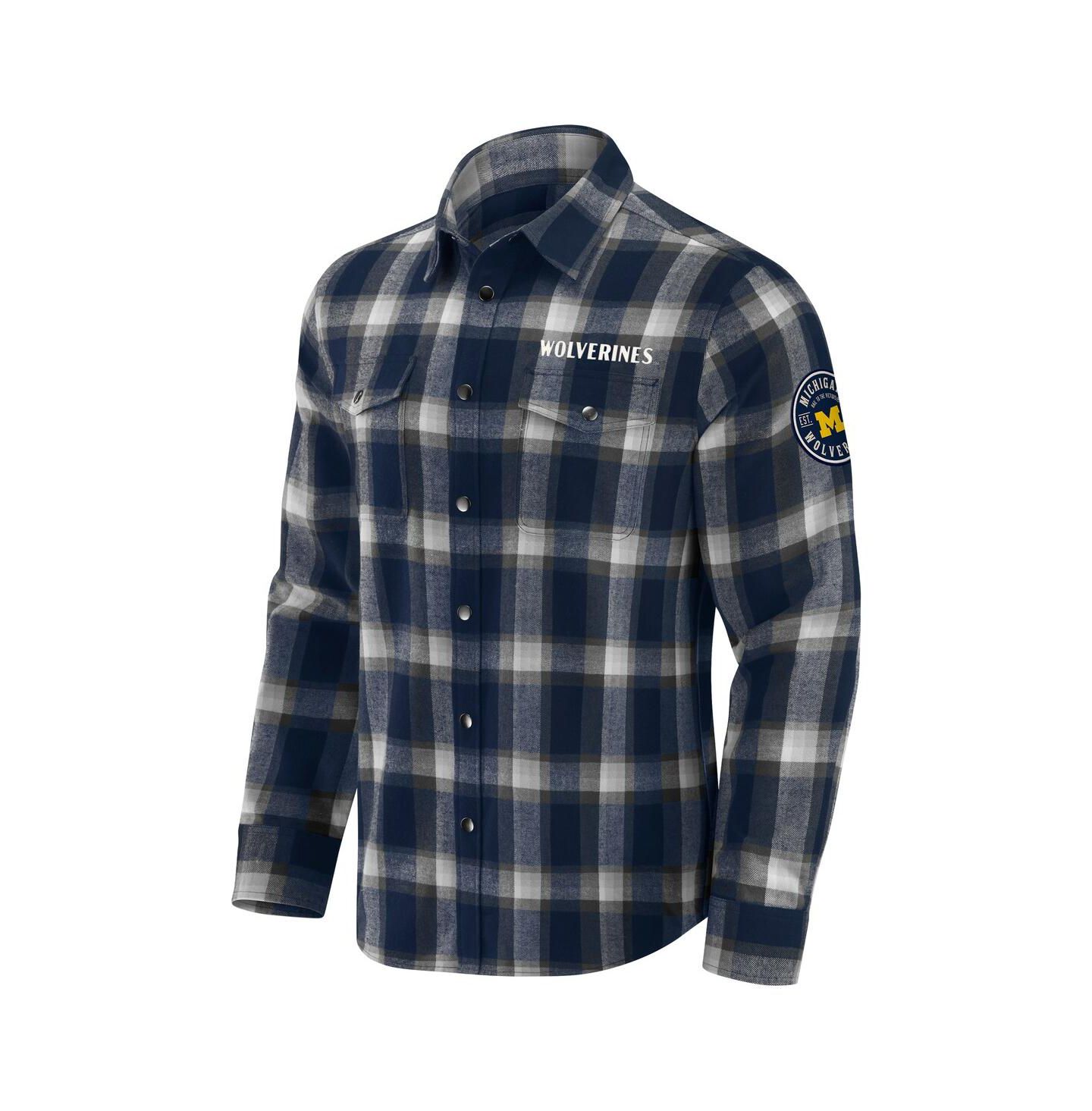 Мужская рубашка Fanatics Darius Rucker Collection by Navy Michigan Wolverines Team Flannel Plaid Full-Snap — фото 2