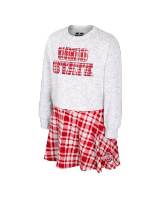 Big Girls 2-Piece Gray Ohio State Buckeyes Marceline Plaid Skirt and Top Set