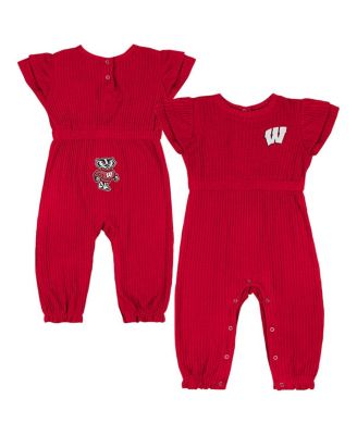 Colosseum - Baby Boys and Girls Red Wisconsin Badgers Beautopia Waffle Knit Romper