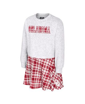Big Girls 2-Piece Gray Oklahoma Sooners Marceline Plaid Skirt and Top Set