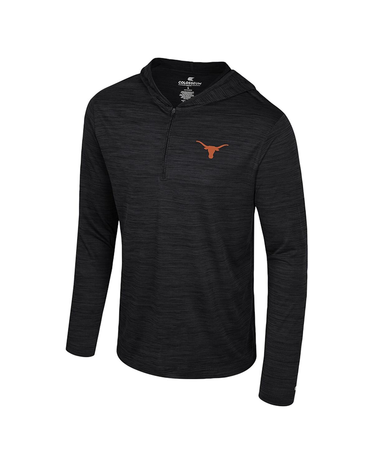 Colosseum Men's Black Texas Longhorns Always Sunny Lightweight Quarter-zip Hoodie In Black