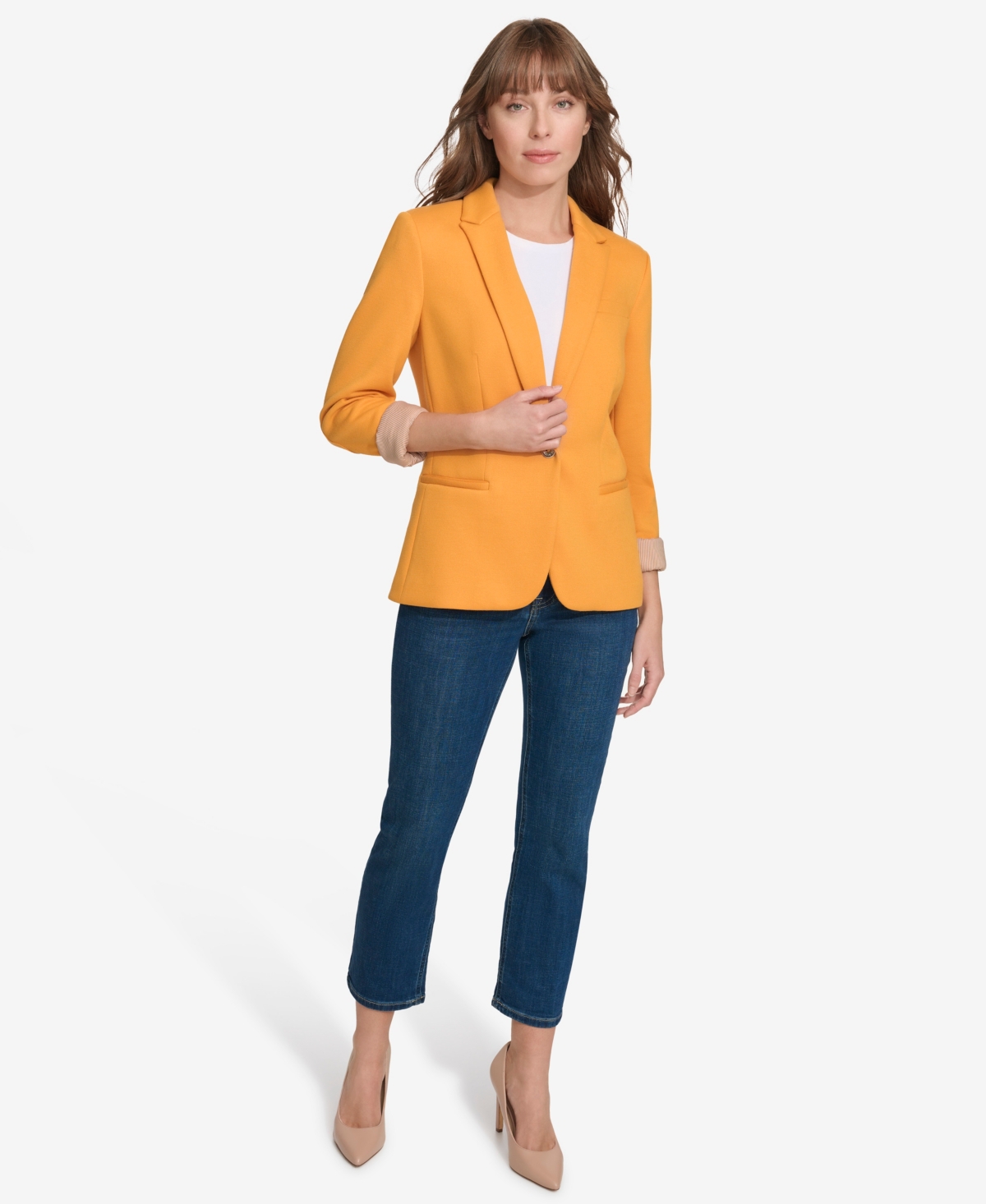 Tommy Hilfiger Women's Scuba One-button Blazer In Yellow