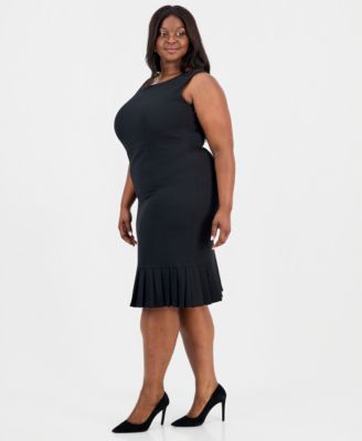 Plus Size Sleeveless Pleated-Hem Sheath Dress