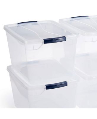 Cleverstore 32 Quart Plastic Storage Tote Container with Lid (6 Pack)
