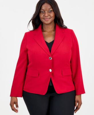Kasper - Plus Size Stretch Crepe Two-Button Blazer