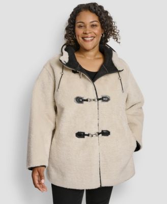 Plus Size Hooded Toggle Coat