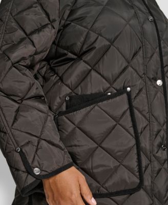 Plus Size Hooded Quilted Coat