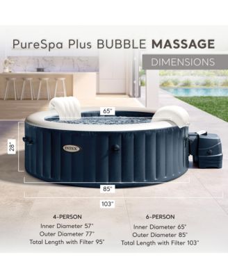 PureSpa Plus 6 Person Inflatable Round Hot Tub Set with 170 AirJets, Blue