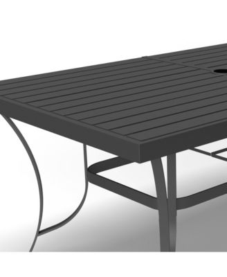 Palermo Slat Top Table with Frame and Umbrella Hole, Gray