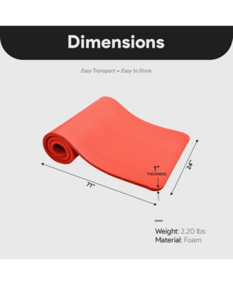 GoCloud 1" Extra Thick Exercise Mat w/Carrying Strap, Red
