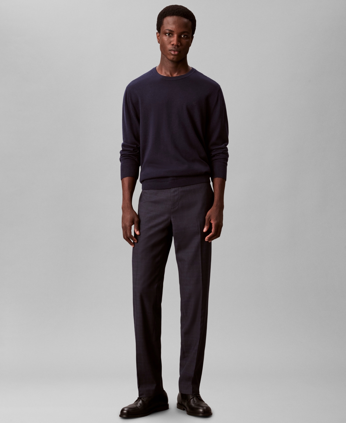 Calvin Klein Men's Viscose Blend Check Slim Trouser In Purple