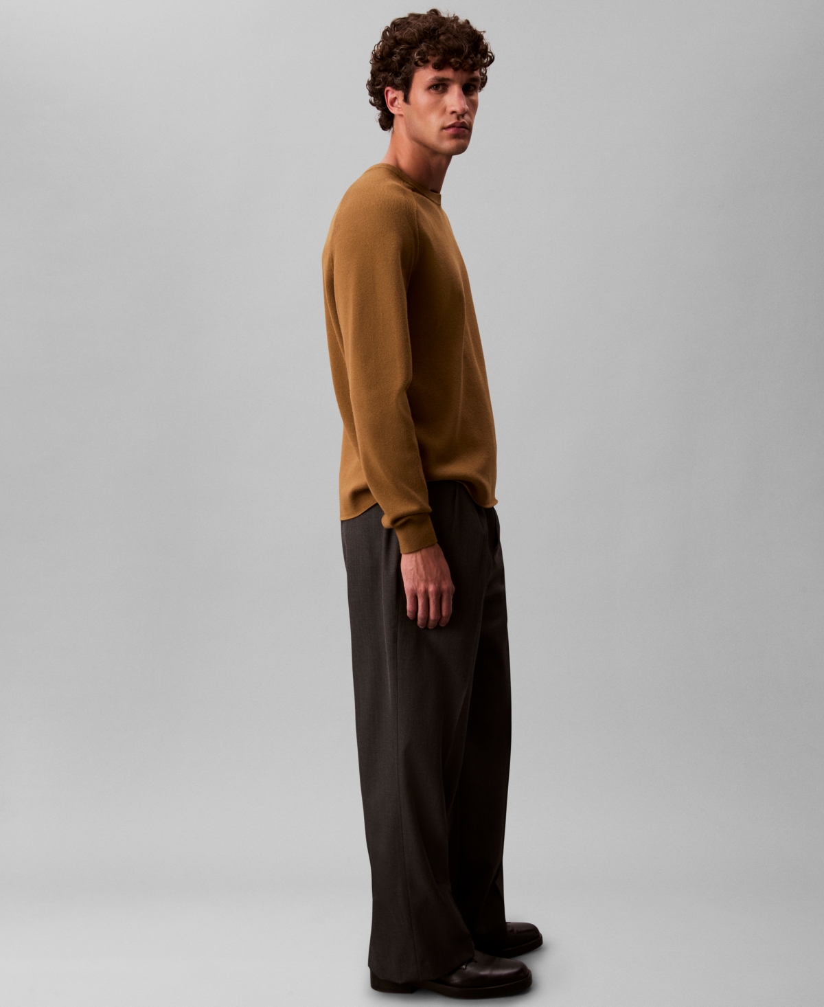 Calvin Klein Men's Tech Knit Crewneck Sweater In Brown