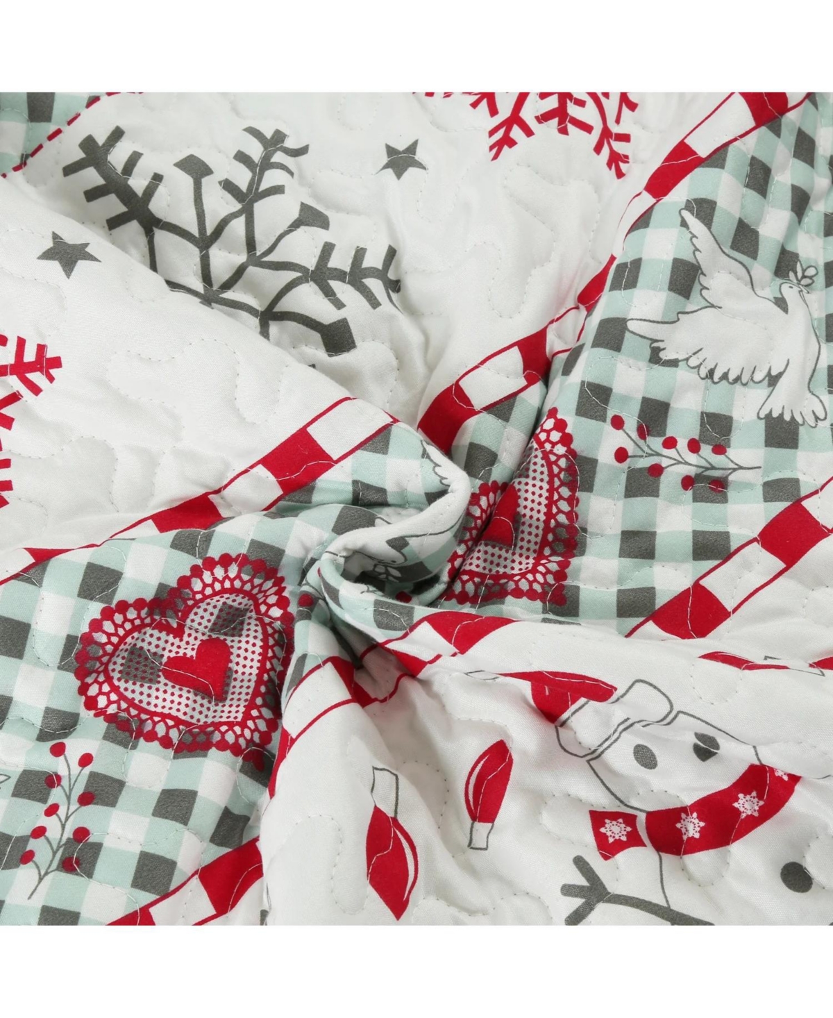 MarCielo 3 Pcs Winter Christmas Quilt Bedspread Set