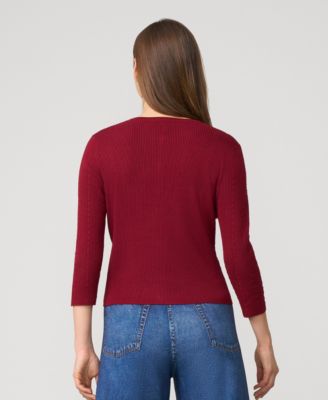 Women's Textured Rib Crewneck Cardigan