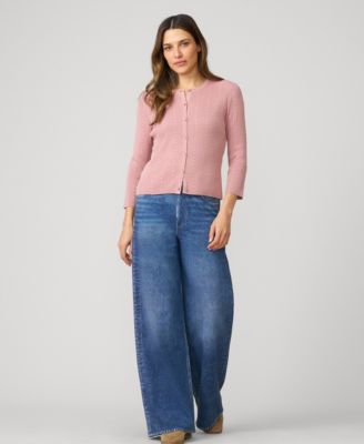 Women's Textured Rib Crewneck Cardigan