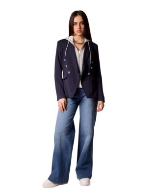 Women's Helen Double-Breasted Blazer with Removable Hoodie Insert
