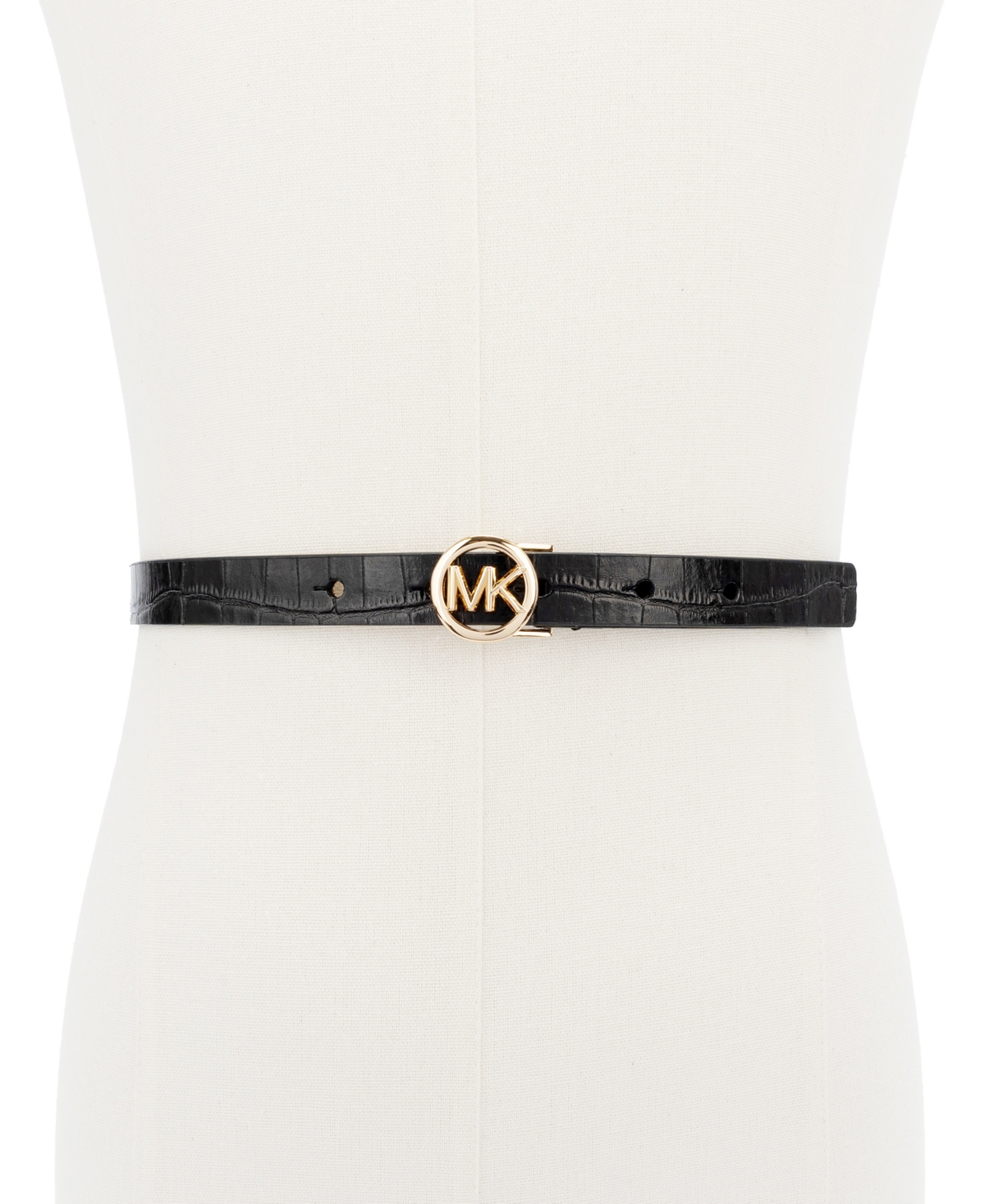 Michael Kors Logo Skinny Leather Belt In Multi