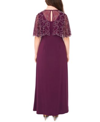 Petite Round Neck Beaded Cape Maxi Dress