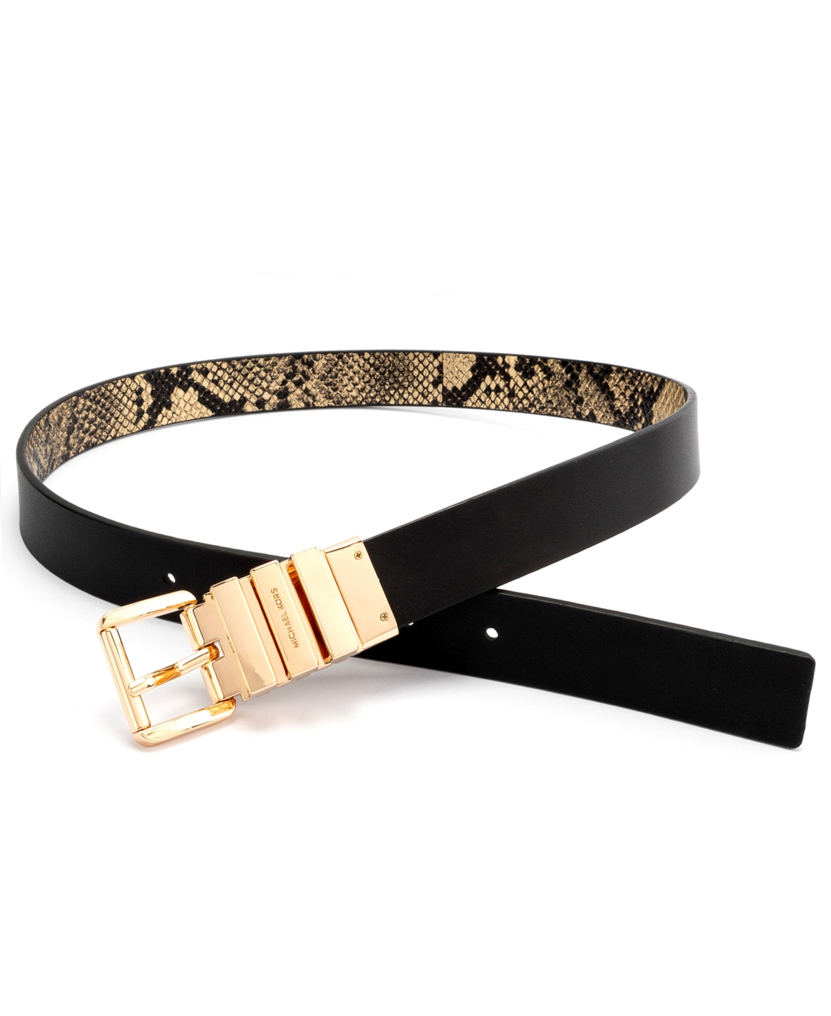 Michael Kors Women's Reversible Snake Pattern Belt In Brown