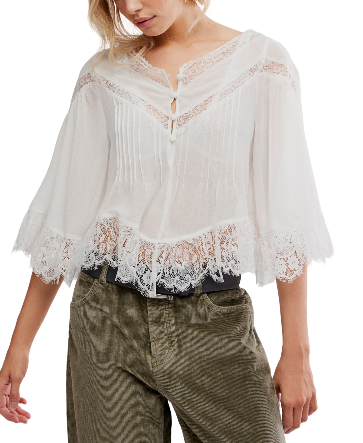 Free People Women's Bali Midnight Rain V-Neck Top