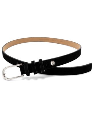 Silver-Tone Buckle Leather Belt