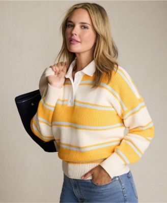 Plus Size Drifter Rugby with Woven Collar Sweater