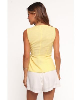 Women's Vanni Wrap Front Linen Top - Cream