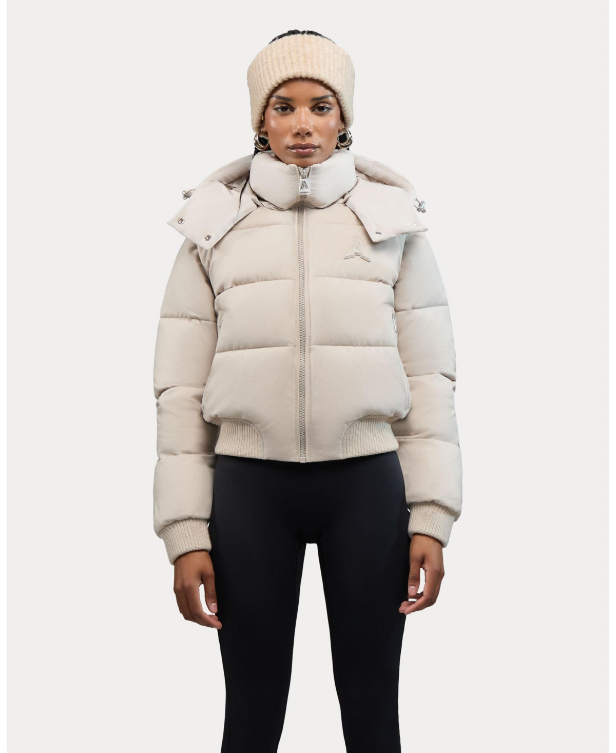 Alpenhaus Pariset Cropped Puffer Bomber With Detachable Sleeves In Neutral