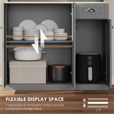 71" Buffet with Hutch, Kitchen Pantry Storage Cabinet with Drawer