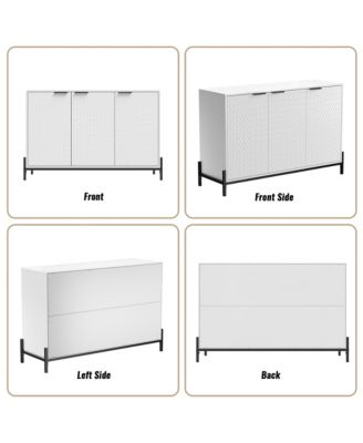 Modern Storage Cabinet with Adjustable Shelves, 49IN Accent Cabinet with 3 Doors, Decorative Cabinets for Living Room, Kitchen, Office