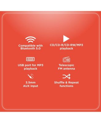 Portable CD Player Boombox, Bluetooth, FM Radio, USB and AUX, Remote Control 1402010