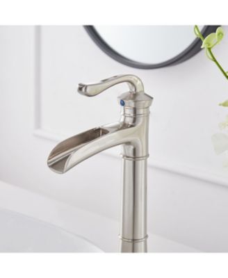 Waterfall Single Hole Single-Handle Vessel Bathroom Faucet with Pop-up Drain Assembly