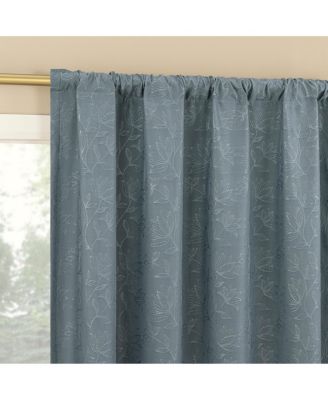 Belmont Floral Jacquard 100% Blackout Rod Pocket Curtain Panel