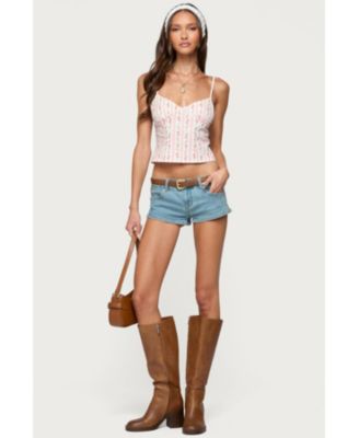 Womens Raia Floral Striped Backless Top