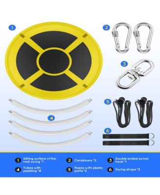 43" Saucer Swing (Kids & Adults): 700lbs Capacity, Waterproof, Adjustable Hanging Straps – Backyard/Indoor/Outdoor.